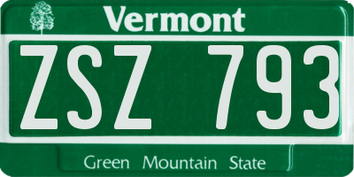 VT license plate ZSZ793
