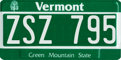 VT license plate ZSZ795