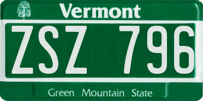 VT license plate ZSZ796