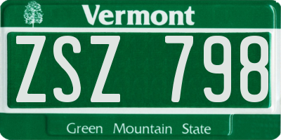 VT license plate ZSZ798