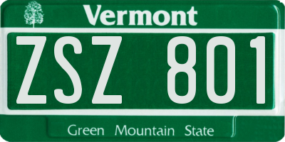 VT license plate ZSZ801
