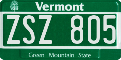 VT license plate ZSZ805