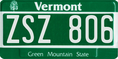 VT license plate ZSZ806