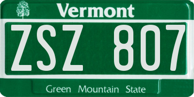 VT license plate ZSZ807