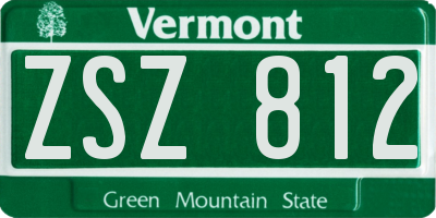 VT license plate ZSZ812