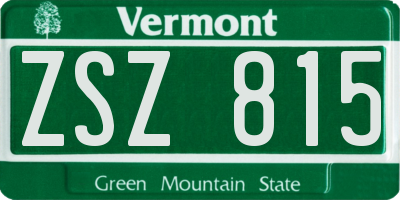 VT license plate ZSZ815