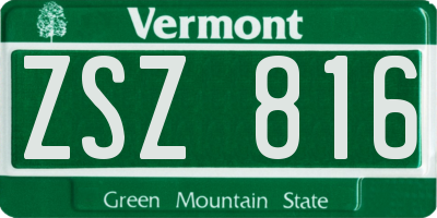 VT license plate ZSZ816