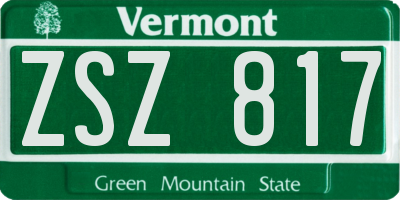 VT license plate ZSZ817