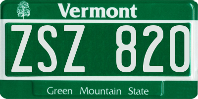 VT license plate ZSZ820