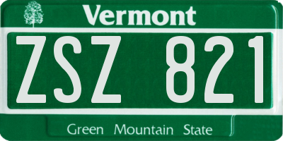VT license plate ZSZ821