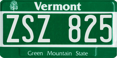 VT license plate ZSZ825