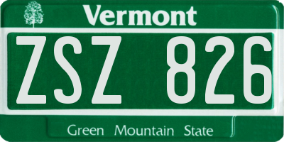 VT license plate ZSZ826