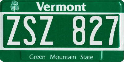 VT license plate ZSZ827