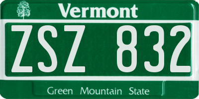 VT license plate ZSZ832
