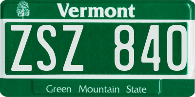VT license plate ZSZ840