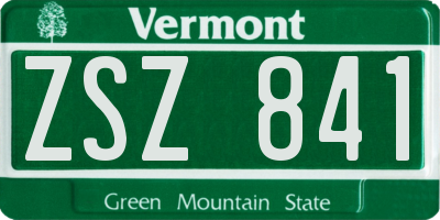 VT license plate ZSZ841