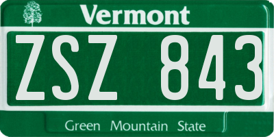 VT license plate ZSZ843