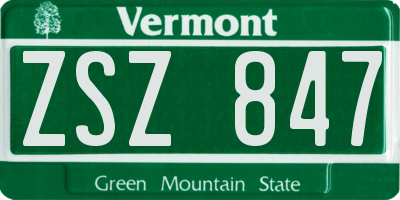 VT license plate ZSZ847