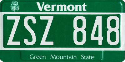 VT license plate ZSZ848