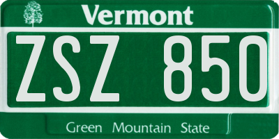 VT license plate ZSZ850
