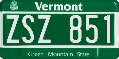 VT license plate ZSZ851