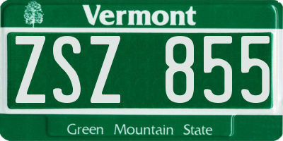 VT license plate ZSZ855