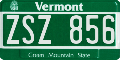 VT license plate ZSZ856