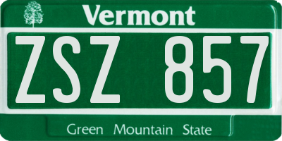 VT license plate ZSZ857