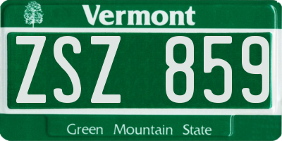 VT license plate ZSZ859