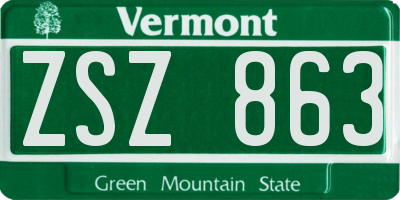 VT license plate ZSZ863
