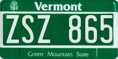 VT license plate ZSZ865