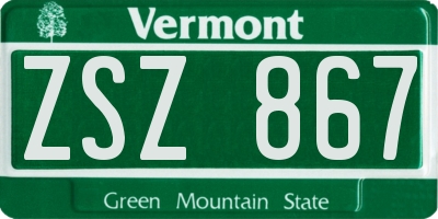 VT license plate ZSZ867