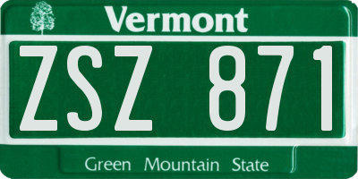 VT license plate ZSZ871