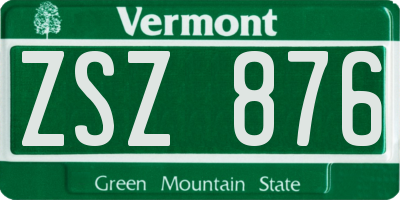 VT license plate ZSZ876