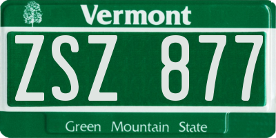 VT license plate ZSZ877
