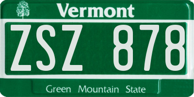 VT license plate ZSZ878