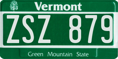 VT license plate ZSZ879