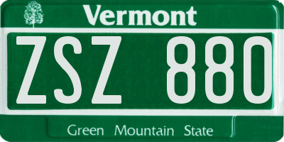 VT license plate ZSZ880