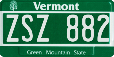 VT license plate ZSZ882