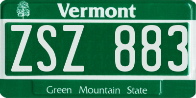 VT license plate ZSZ883