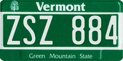VT license plate ZSZ884