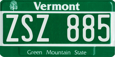 VT license plate ZSZ885