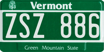 VT license plate ZSZ886