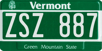 VT license plate ZSZ887