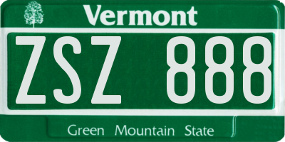 VT license plate ZSZ888