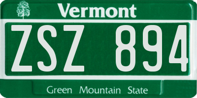 VT license plate ZSZ894