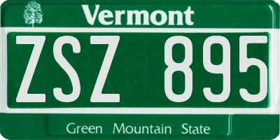 VT license plate ZSZ895
