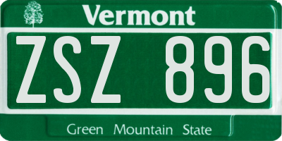 VT license plate ZSZ896
