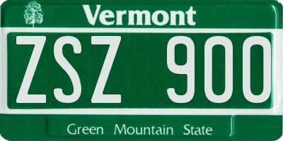 VT license plate ZSZ900