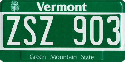 VT license plate ZSZ903